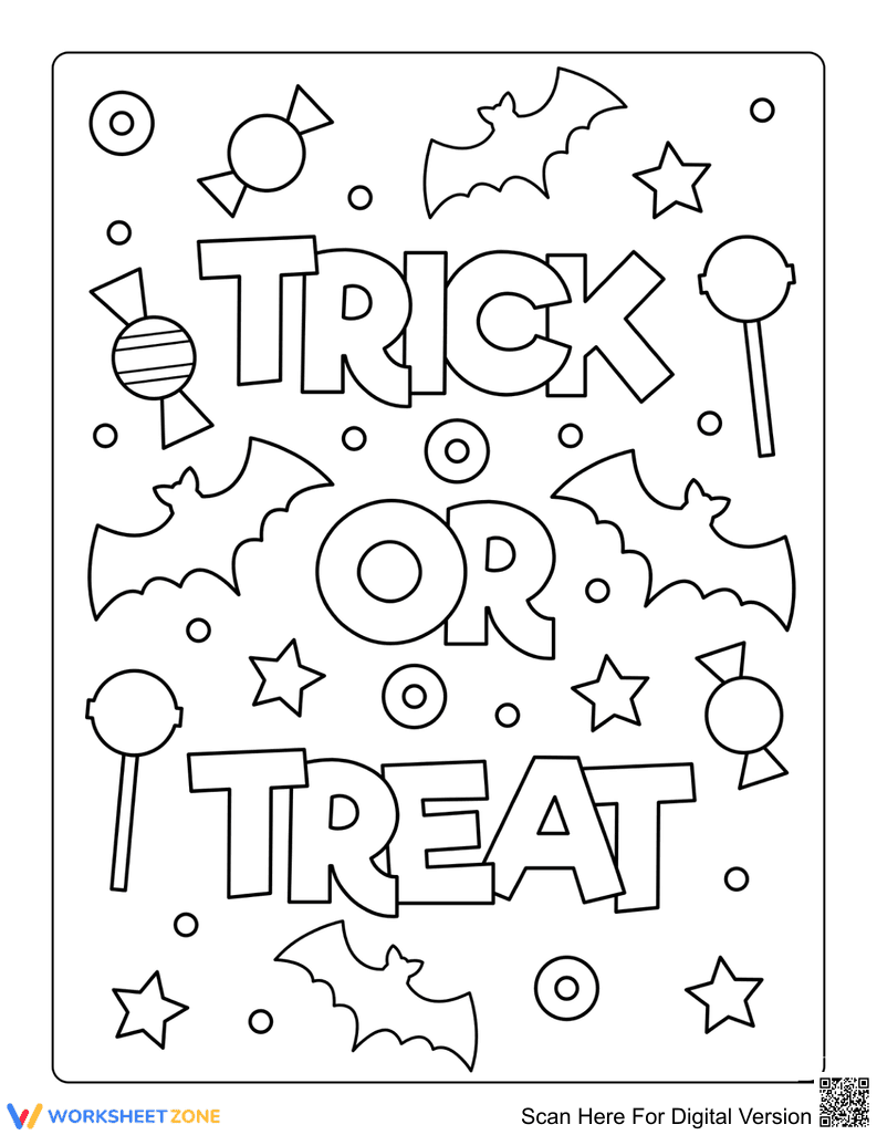 Trick or Treat Coloring Page - Page 1