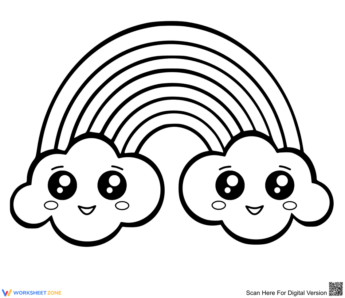 Cute Rainbow Coloring Page | Printable Grade K Art - Page 1