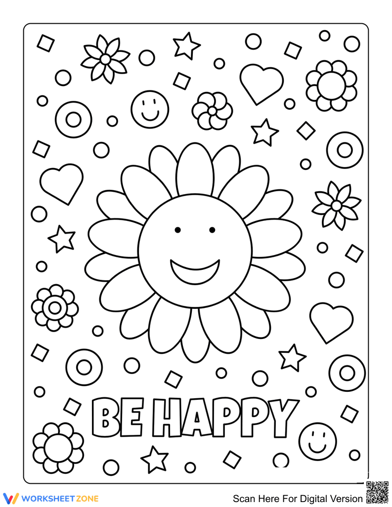 Create and Relax with this Smiley Flowers Page - Page 1