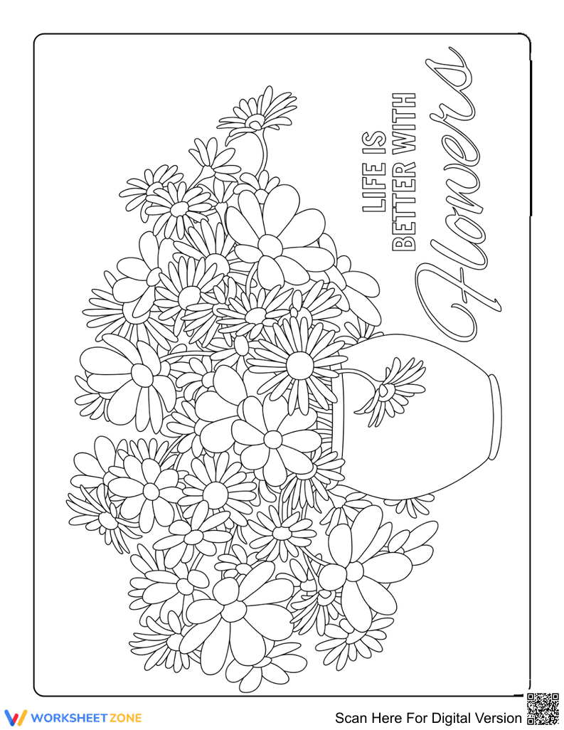 Printable Bouquet of Flowers Coloring Page | Grade K-2 - Page 1