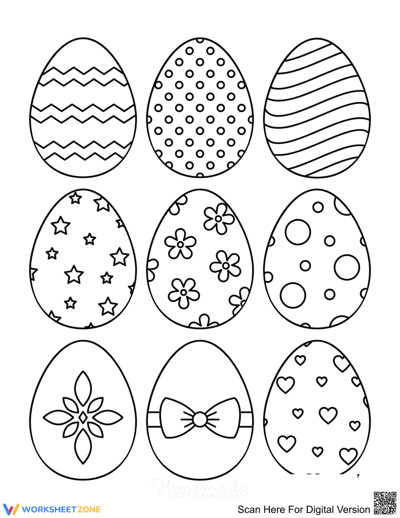 Easter Eggs Coloring Worksheet | Printable Holiday Fun - Page 1
