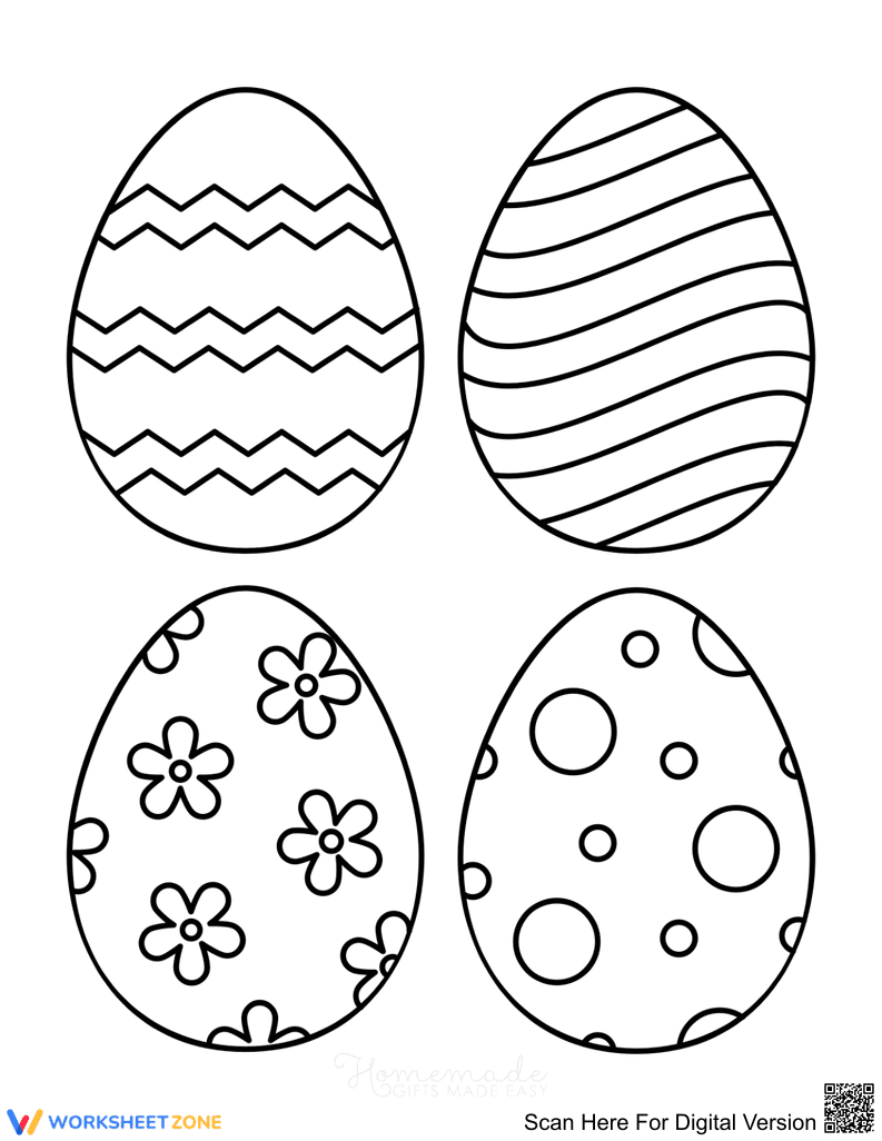 Grade K Printable Easter Eggs Coloring Page - Page 1
