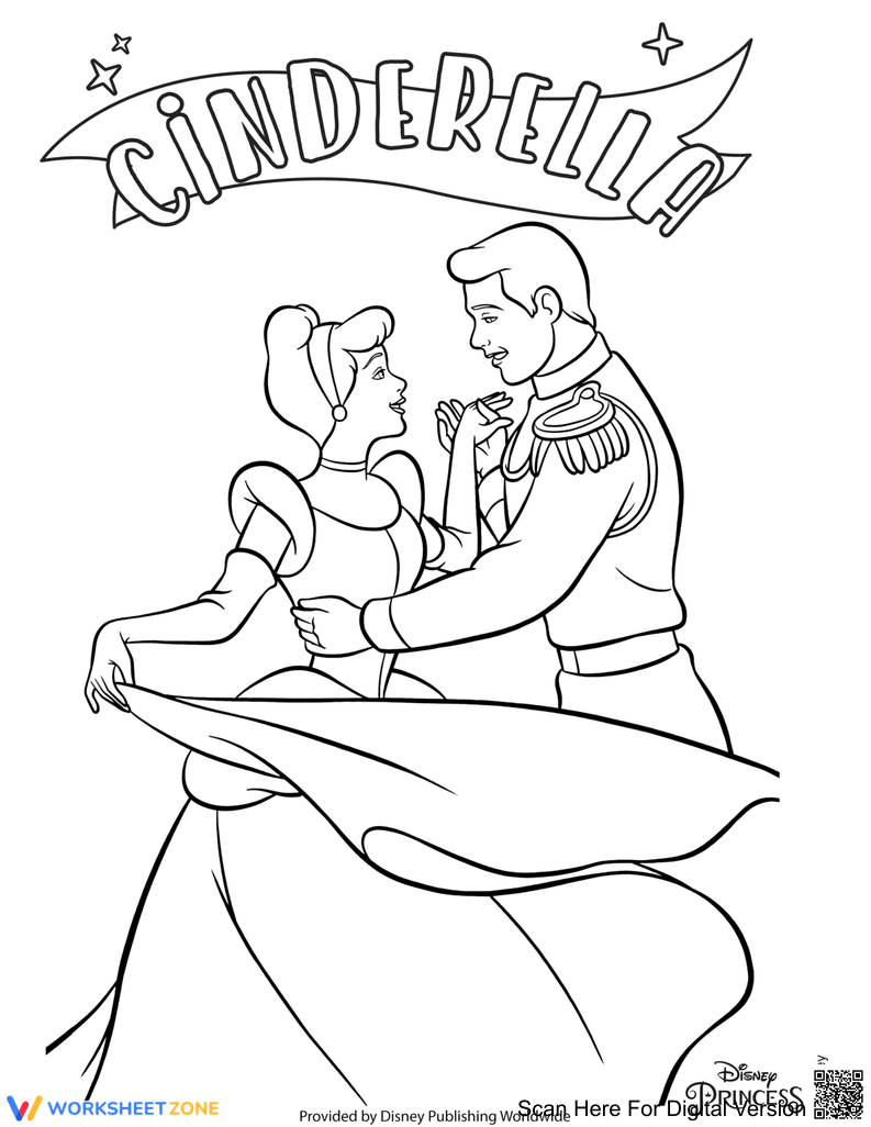 Printable Cinderella Coloring Page | Grade K - Page 1