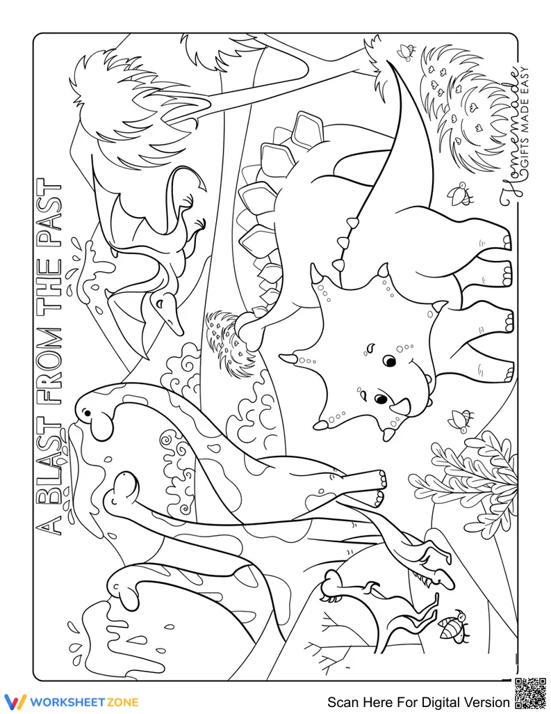 Dinosaur Coloring Page — Printable Grade K-2 Worksheet - Page 1