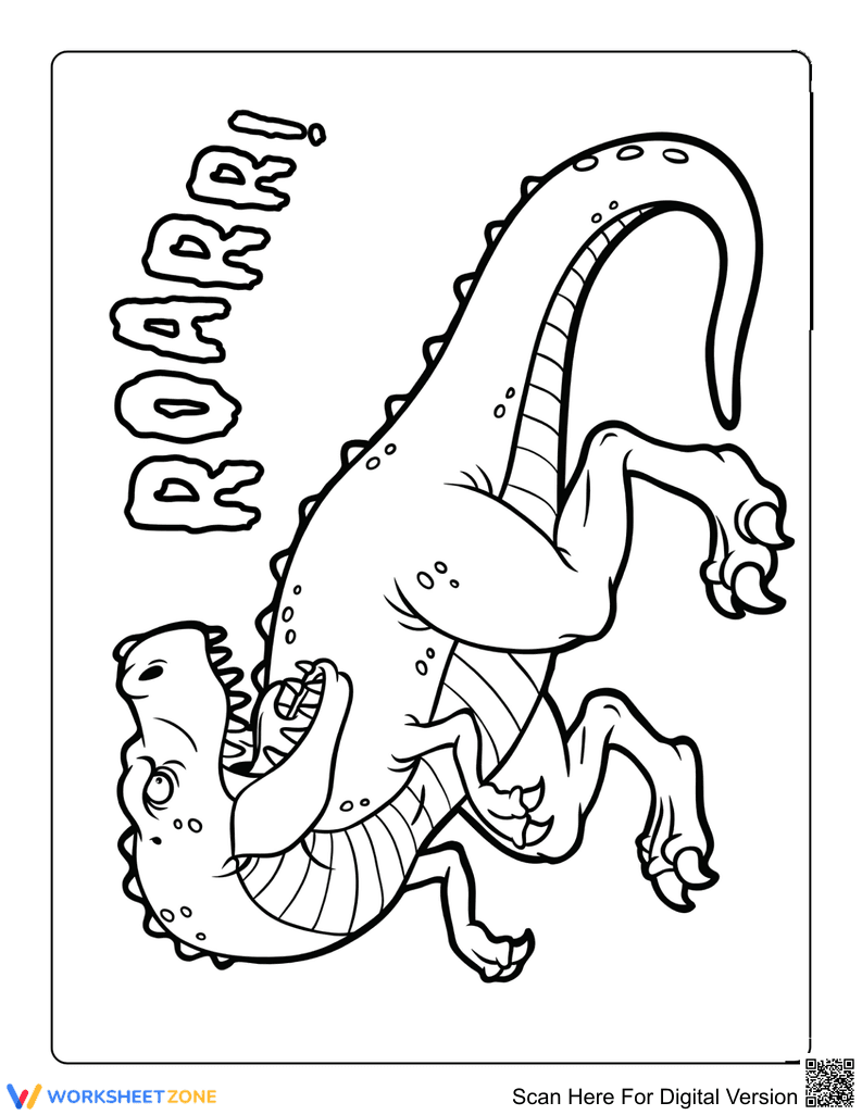 Grade 5 Angry Dinosaur — Printable No-Prep Worksheet - Page 1