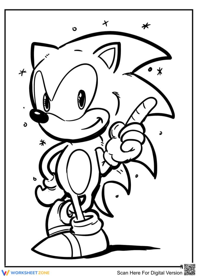 Confident Sonic Coloring Page | Essential Grade K-2 - Page 1