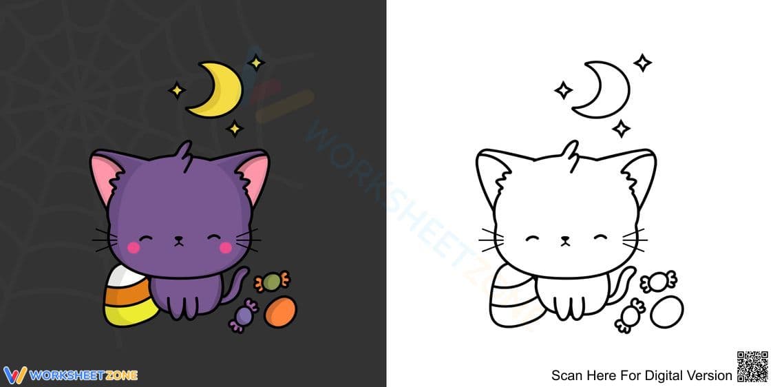 Sleepy Kitten Coloring Page | Essential Kindergarten Art - Page 1