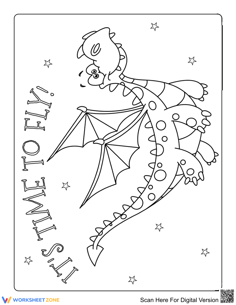 Happy Dragon Coloring Page | Printable Kindergarten Art - Page 1