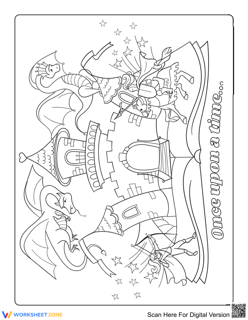 Grade K Dragons and the Castle — Printable Worksheet - Page 1