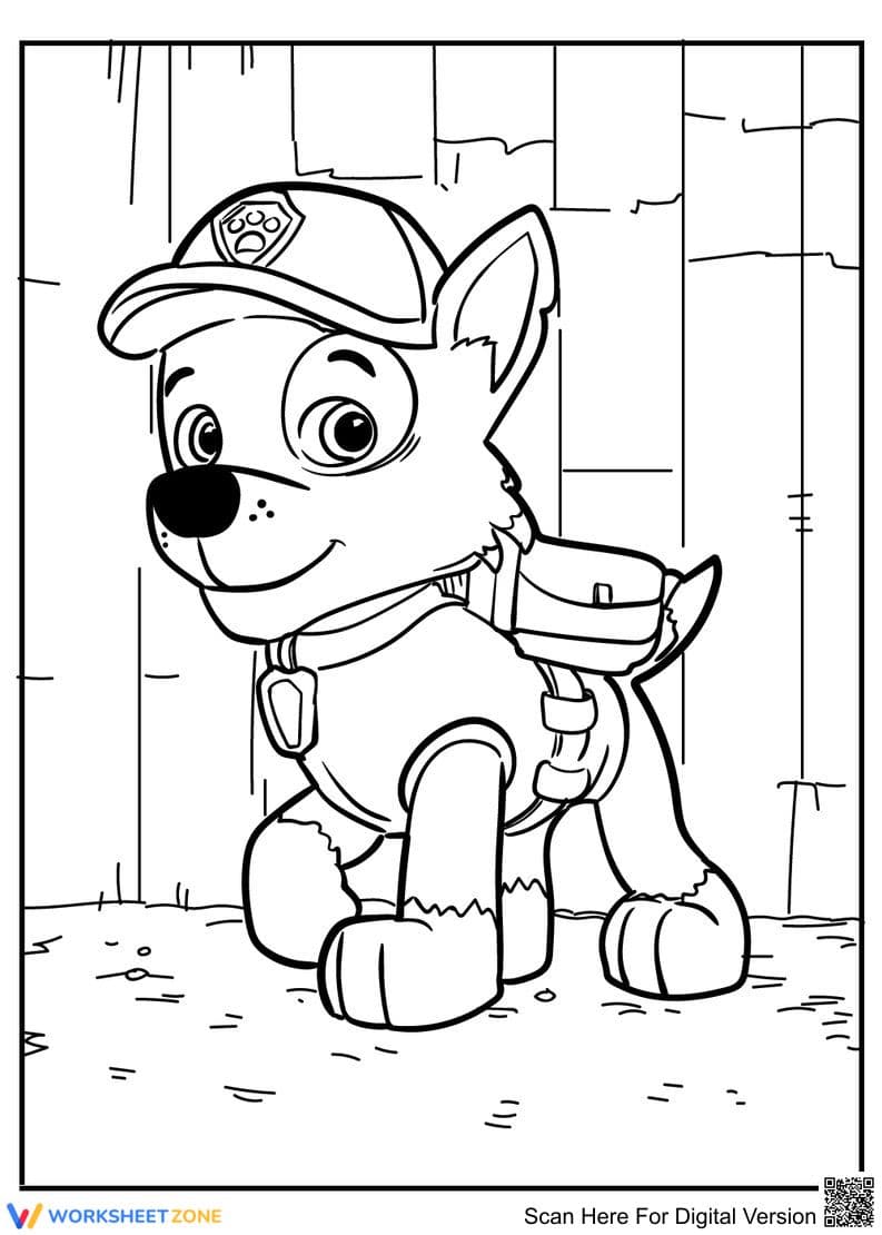Rocky Paw Patrol Coloring Page | Printable Kindergarten - Page 1