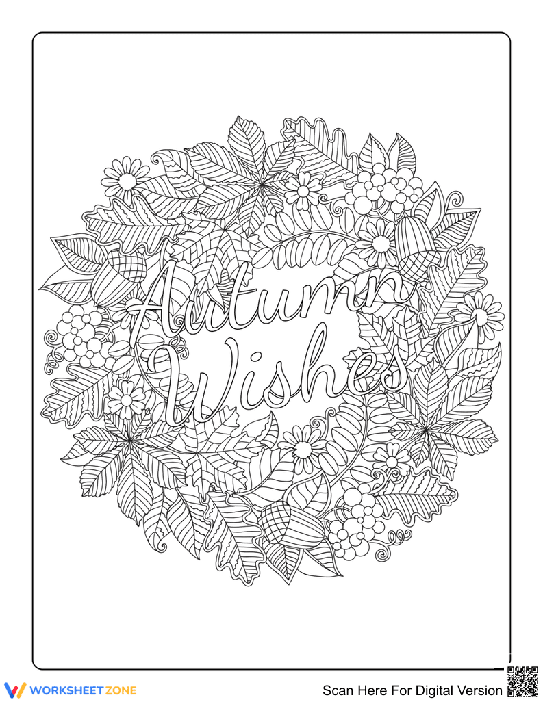 Autumn Wishes Coloring Page | Essential Fall Printable - Page 1