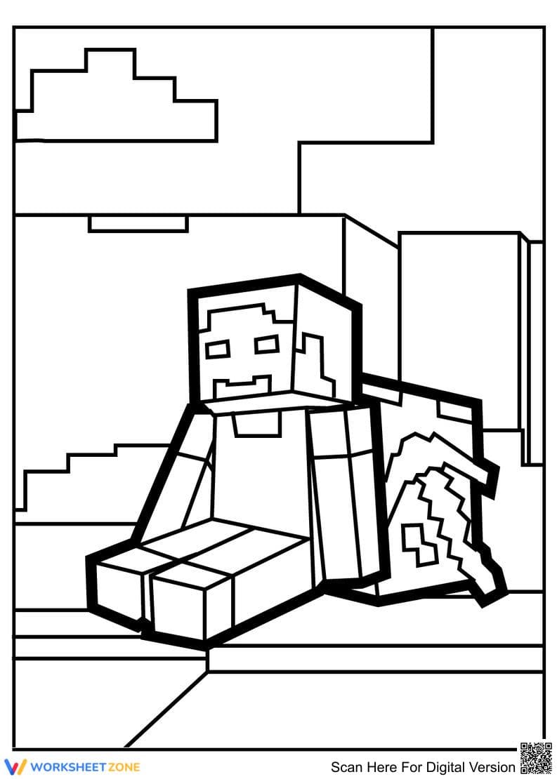 Tired Minecraft Coloring Page | Essential Grade K-2 - Page 1