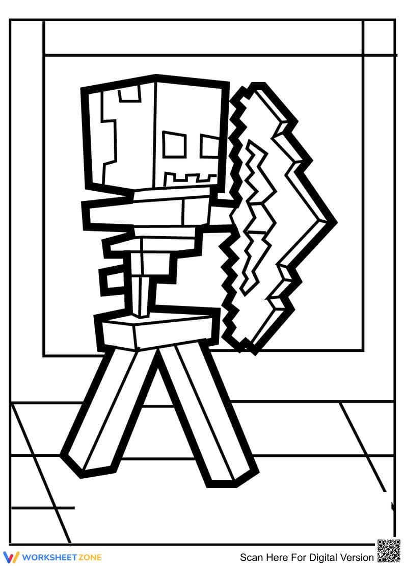 Minecraft Skeleton Coloring Page | Printable Art Activity - Page 1