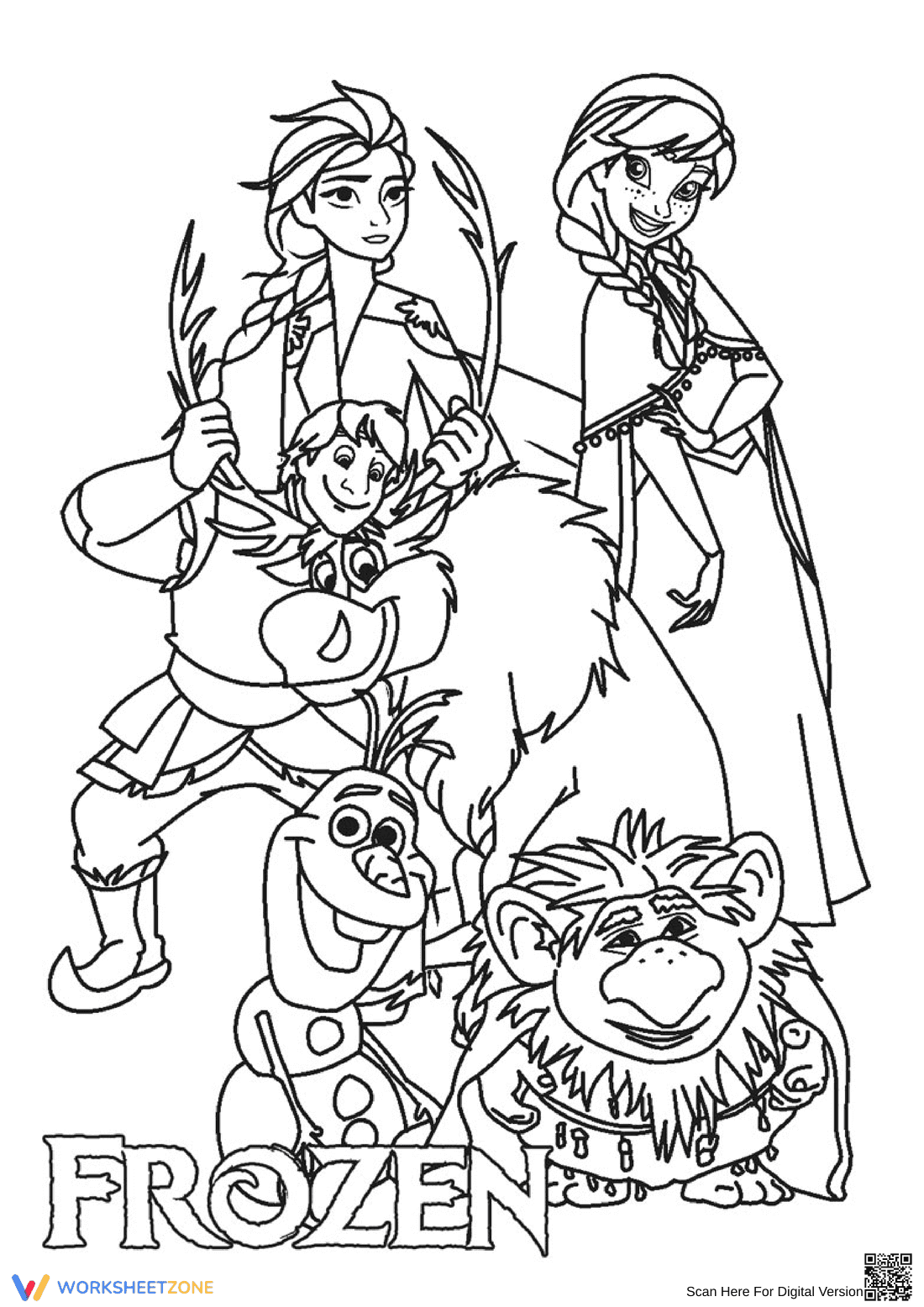 Frozen Coloring Page — Printable Kindergarten Worksheet - Page 1