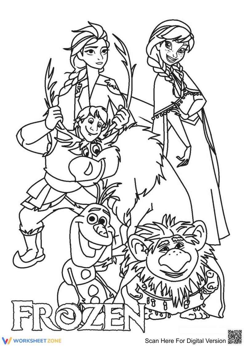 Frozen Coloring Page — Printable Kindergarten Worksheet - Page 1