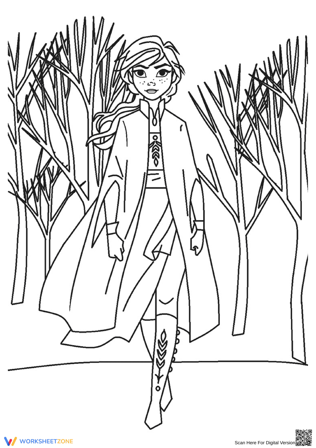 Princess Anna Coloring Page | Essential Kindergarten Art - Page 1
