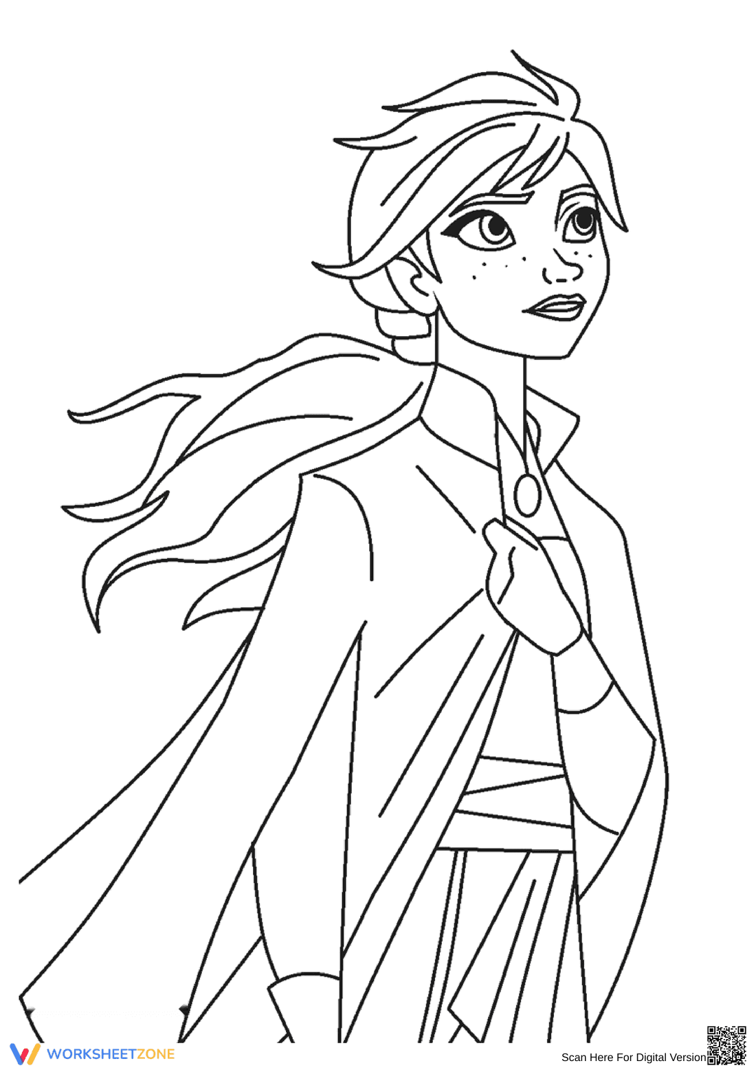 Princess Anna Coloring Page | Essential Kindergarten Art - Page 1
