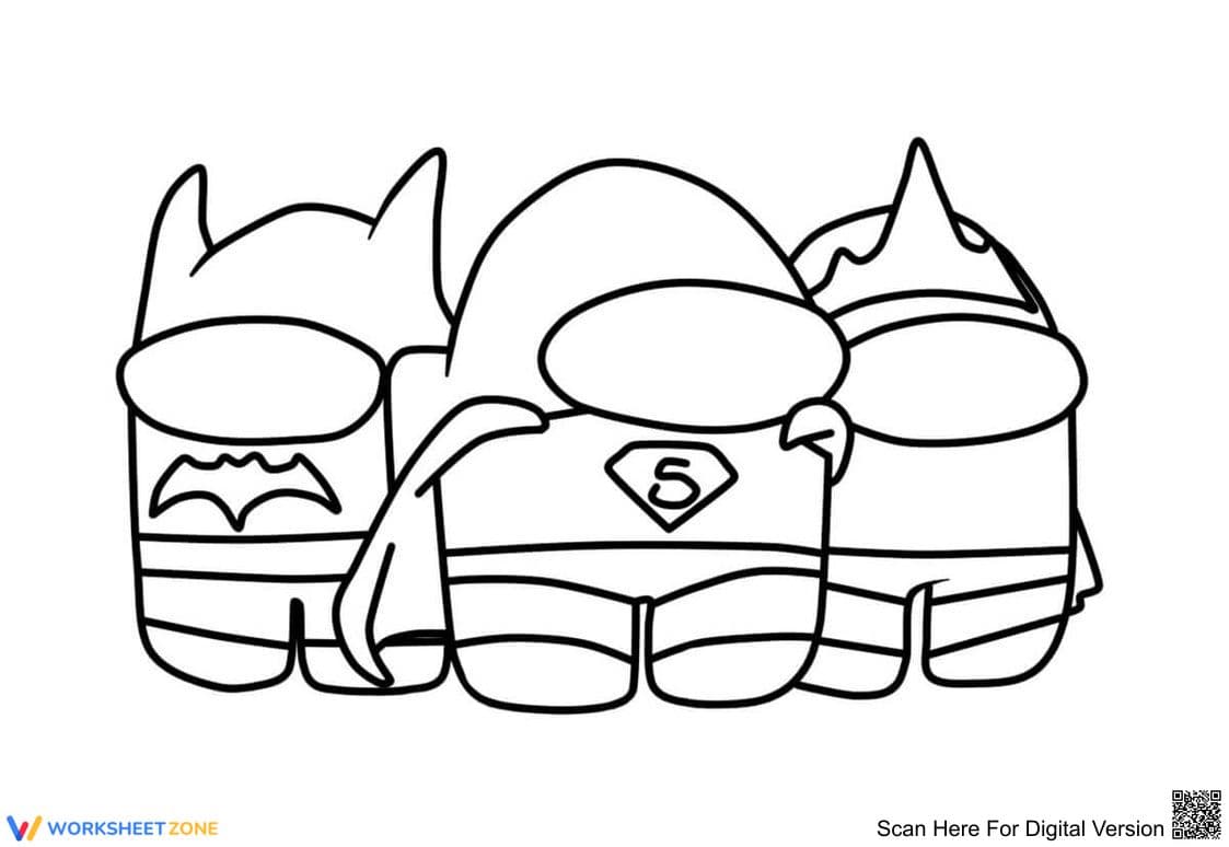Among Us Super Heroes Coloring Page | Printable Fun - Page 1