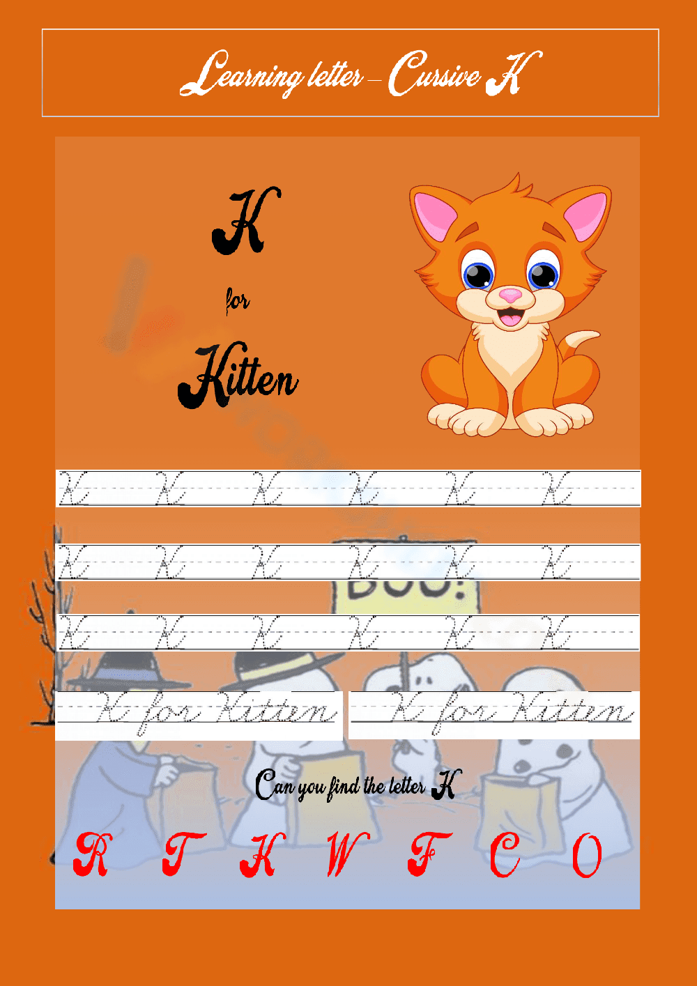 Cursive Letter K Practice | Grade 1-2 Essential Worksheet - Page 1