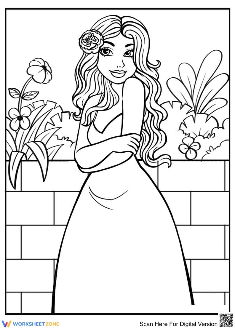 Printable Barbie Coloring Page | Kindergarten Creative Art - Page 1