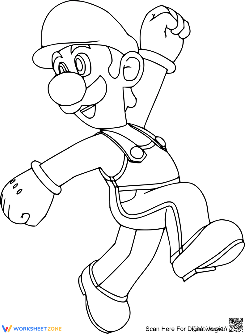 Happy Luigi Coloring Page | Essential K-5 Printable - Page 1