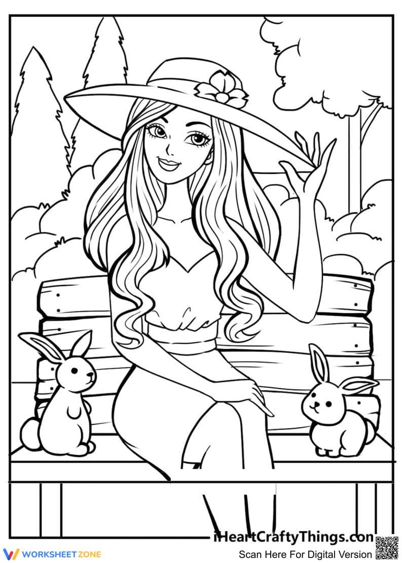 Barbie in the Park Coloring Page | Essential Printable - Page 1