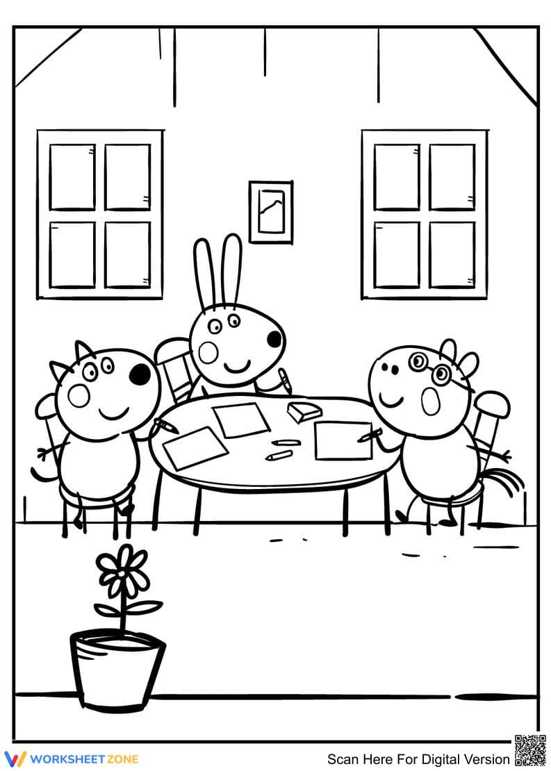 Printable Peppa and Friends Coloring Page | Kindergarten - Page 1
