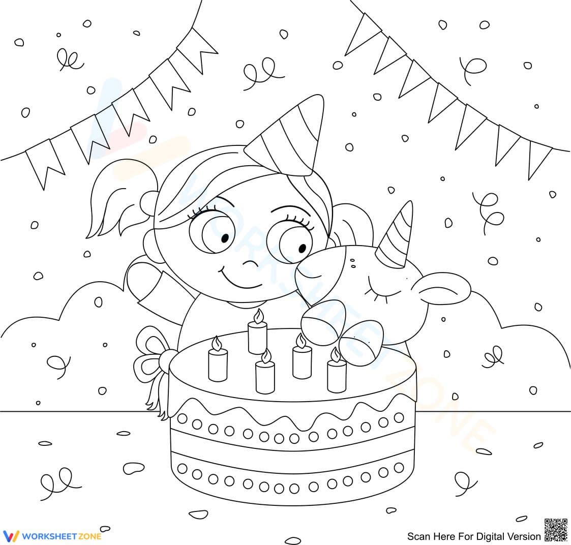 Birthday Cake Coloring Page | Essential Grade K Ready - Page 1