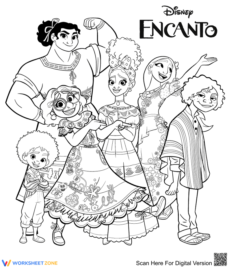 Encanto Characters Coloring Page | Printable Worksheet - Page 1