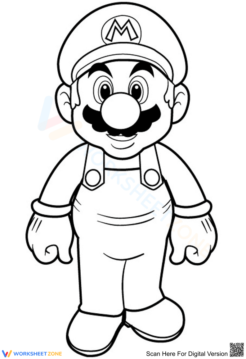 Super Mario Coloring Page | Printable Kindergarten Art - Page 1
