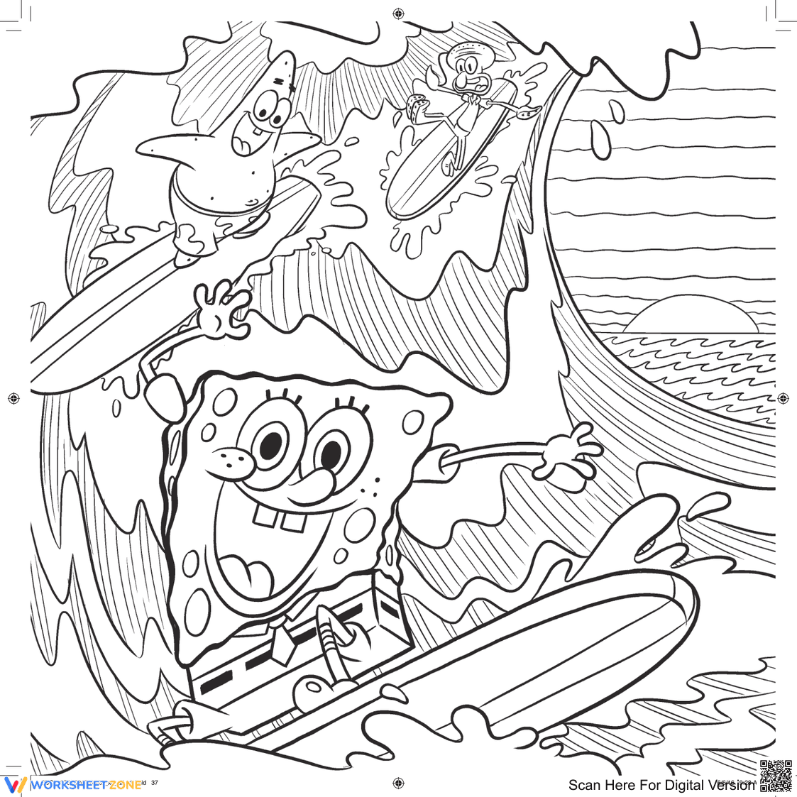 Grade K-5 SpongeBob Surfing — Printable No-Prep Worksheet - Page 1