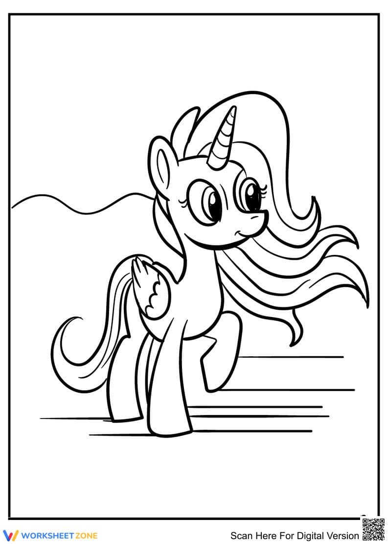 Gorgeous Pony Coloring Page | Essential Kindergarten Art - Page 1