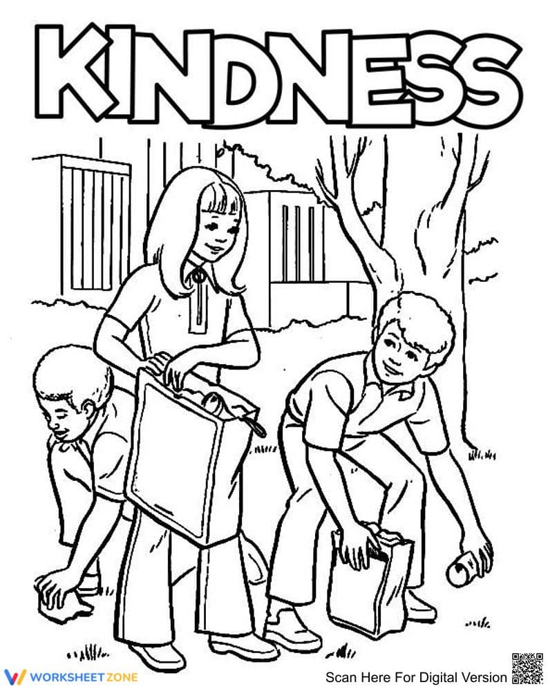 Kindness Coloring Page | Fun Activity for Kids - Page 1