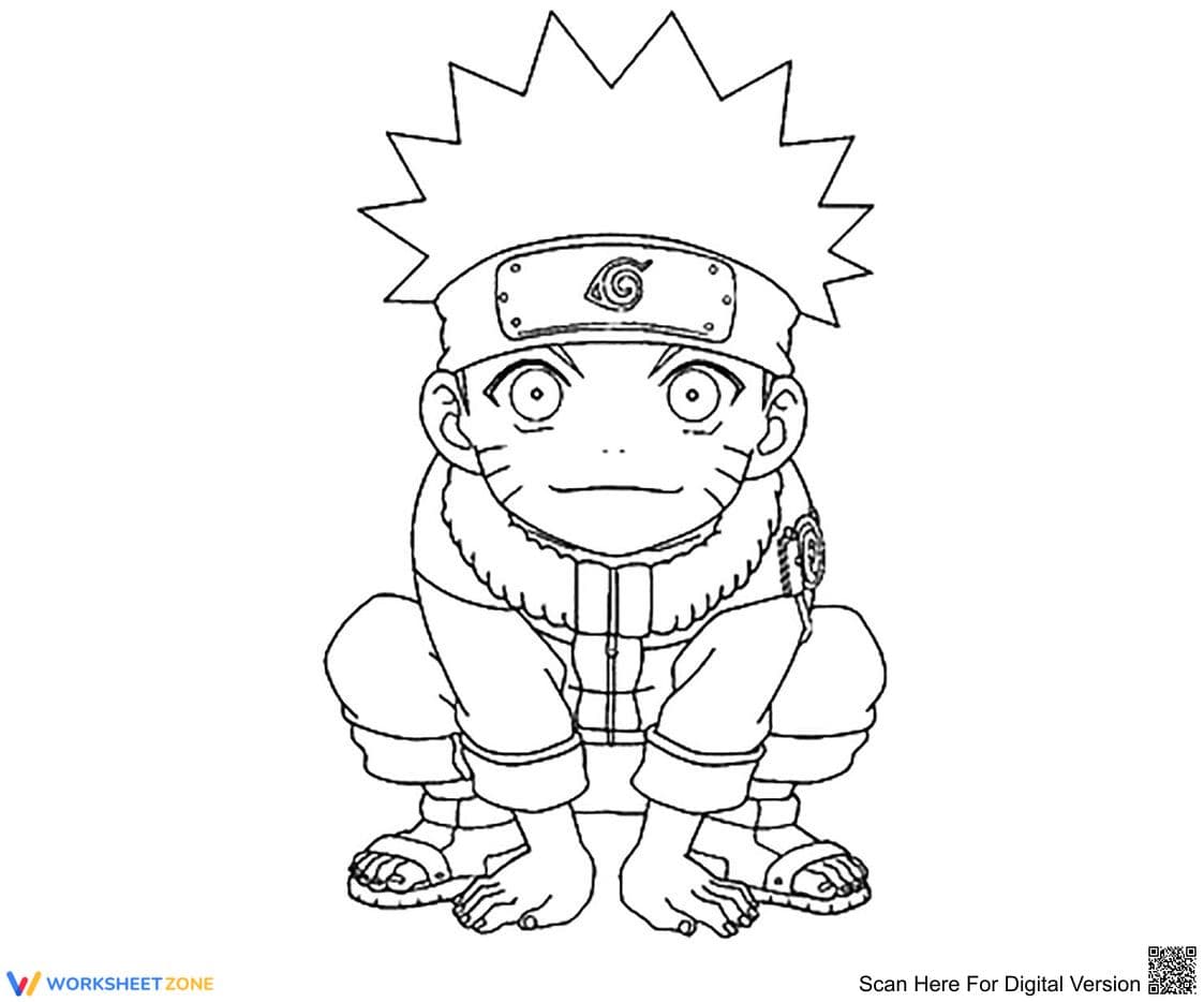 Cute Naruto Coloring Page | Essential Kindergarten Art - Page 1