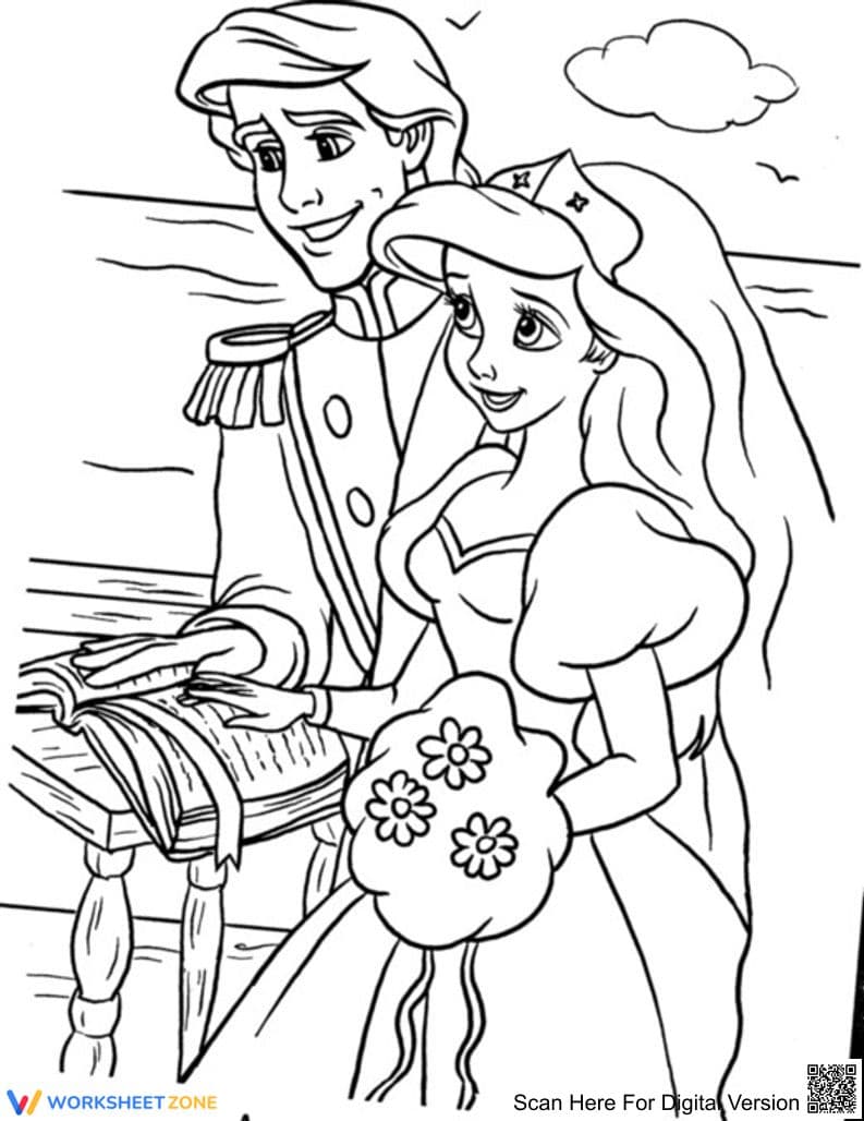 Ariel and Prince Eric Coloring Page | Essential Printable - Page 1