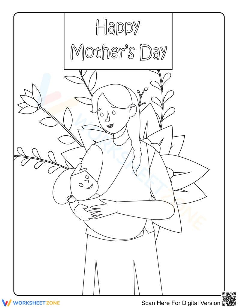 Happy Mother's Day Coloring Page - Page 1
