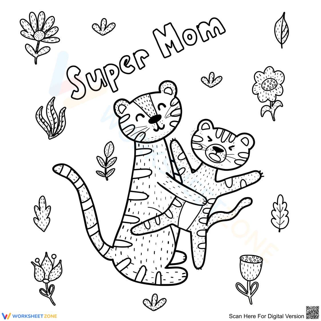 Super Mom Coloring Page - Page 1