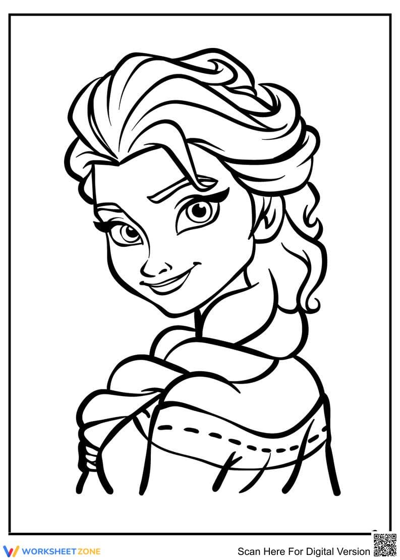Stunning Elsa Coloring Page | Printable Kindergarten Art - Page 1