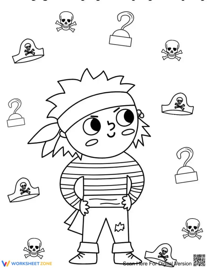 Pirate Boy Coloring Page | Essential Grade K-2 Printable - Page 1