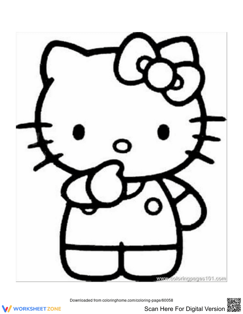Curious Hello Kitty Coloring Page | Essential Printable - Page 1