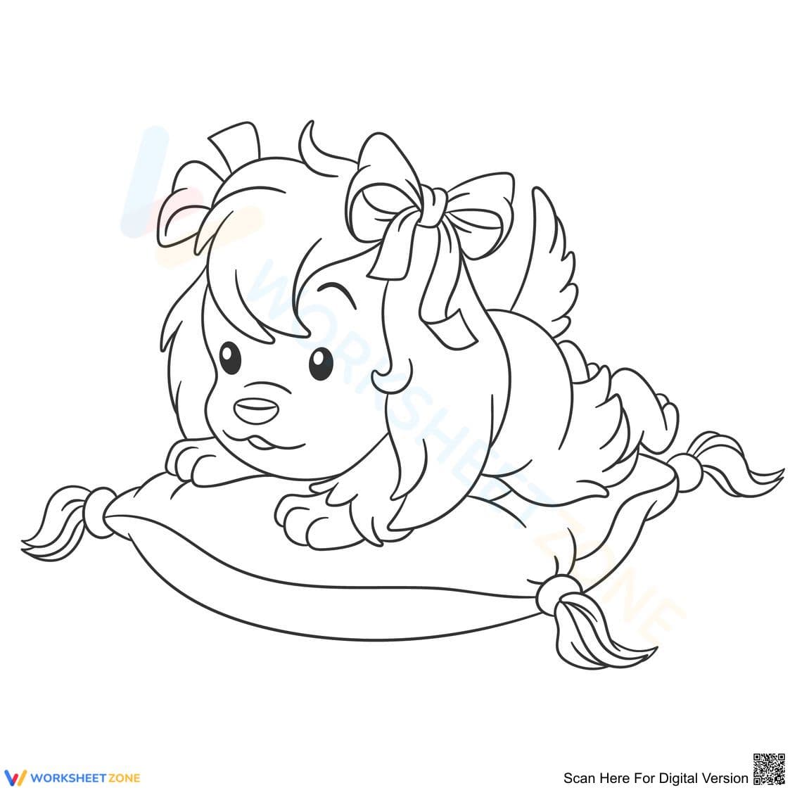 Girly Puppy Coloring Page | Essential Creative Activity - Page 1