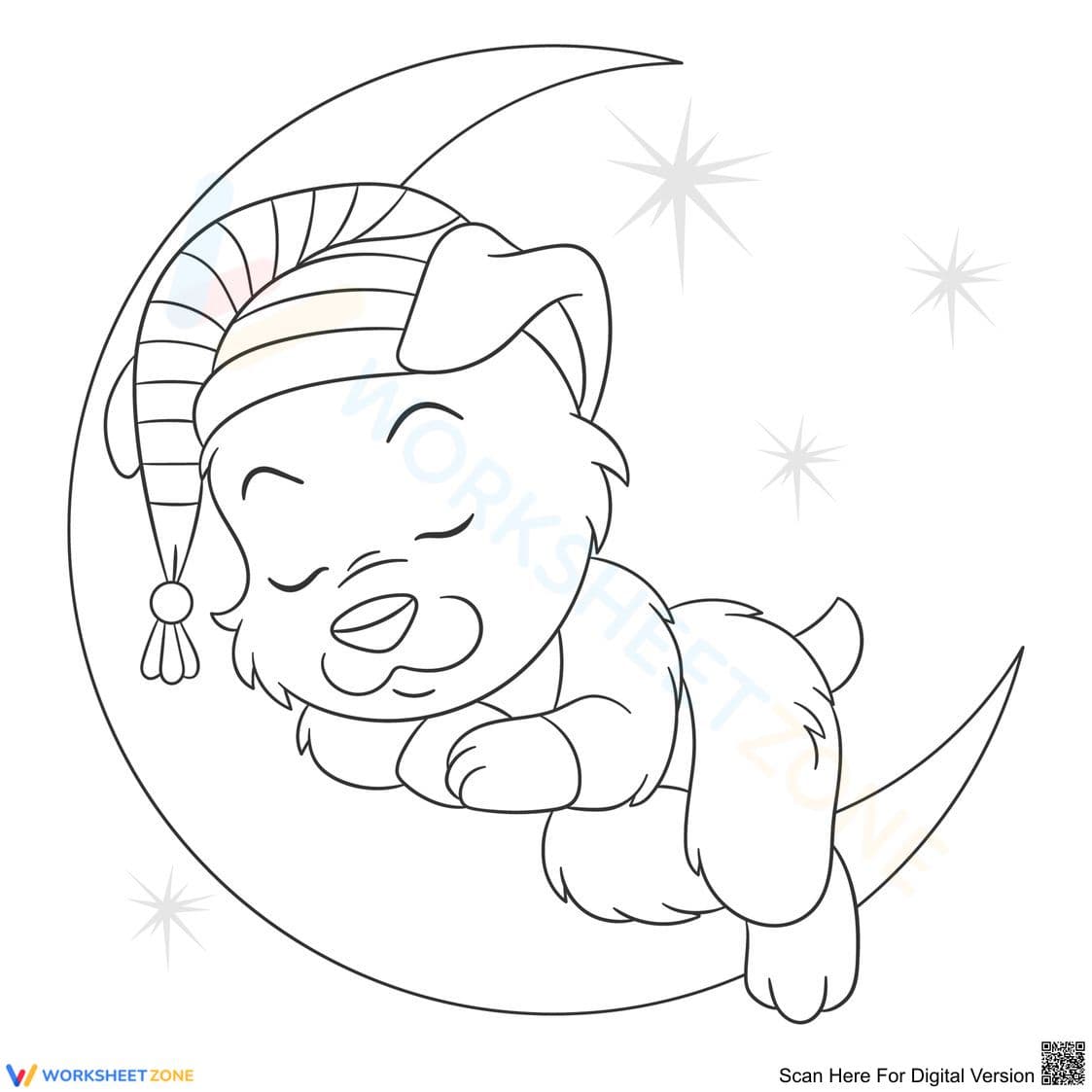 Sleeping Puppy Coloring Page | Essential Grade 5 Art - Page 1