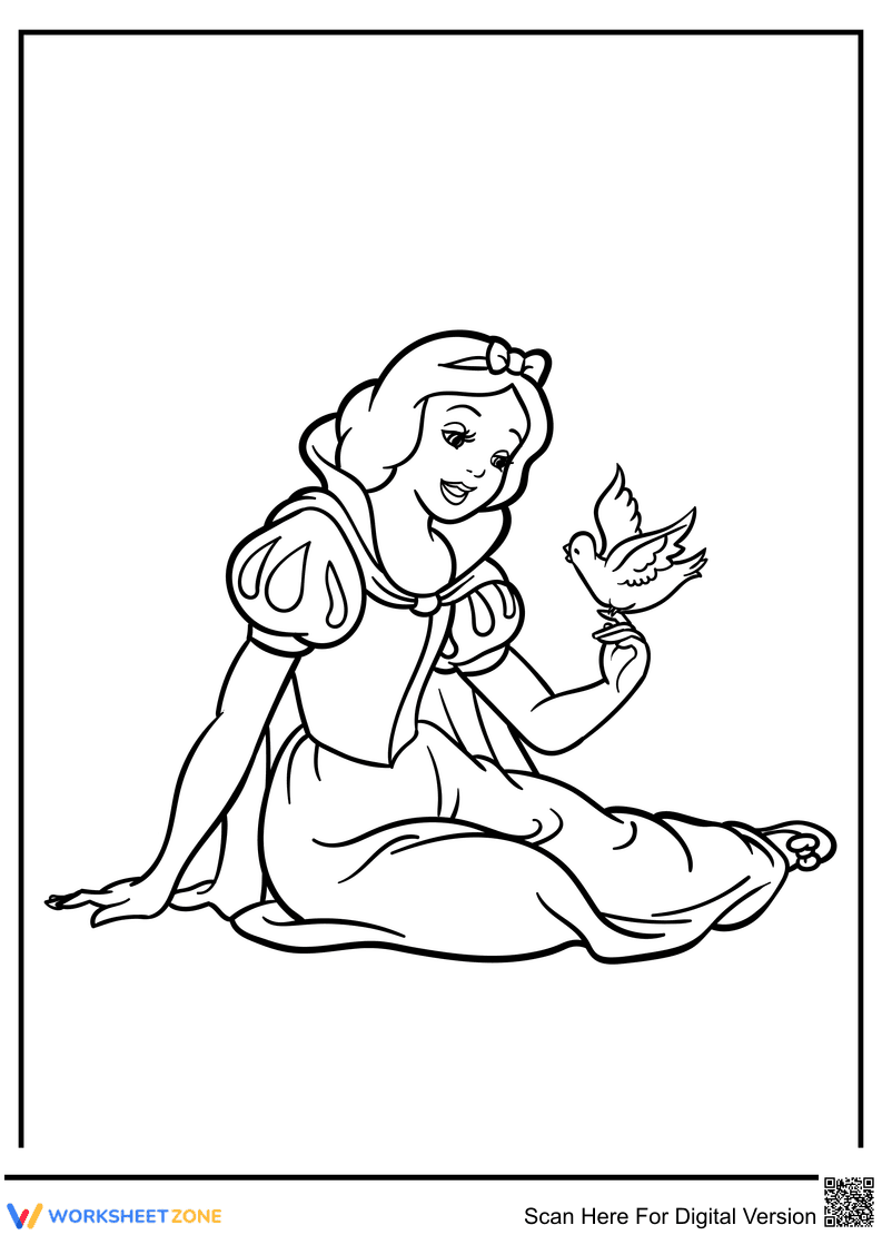 Snow White Coloring Page | Printable Grade K-2 Art - Page 1