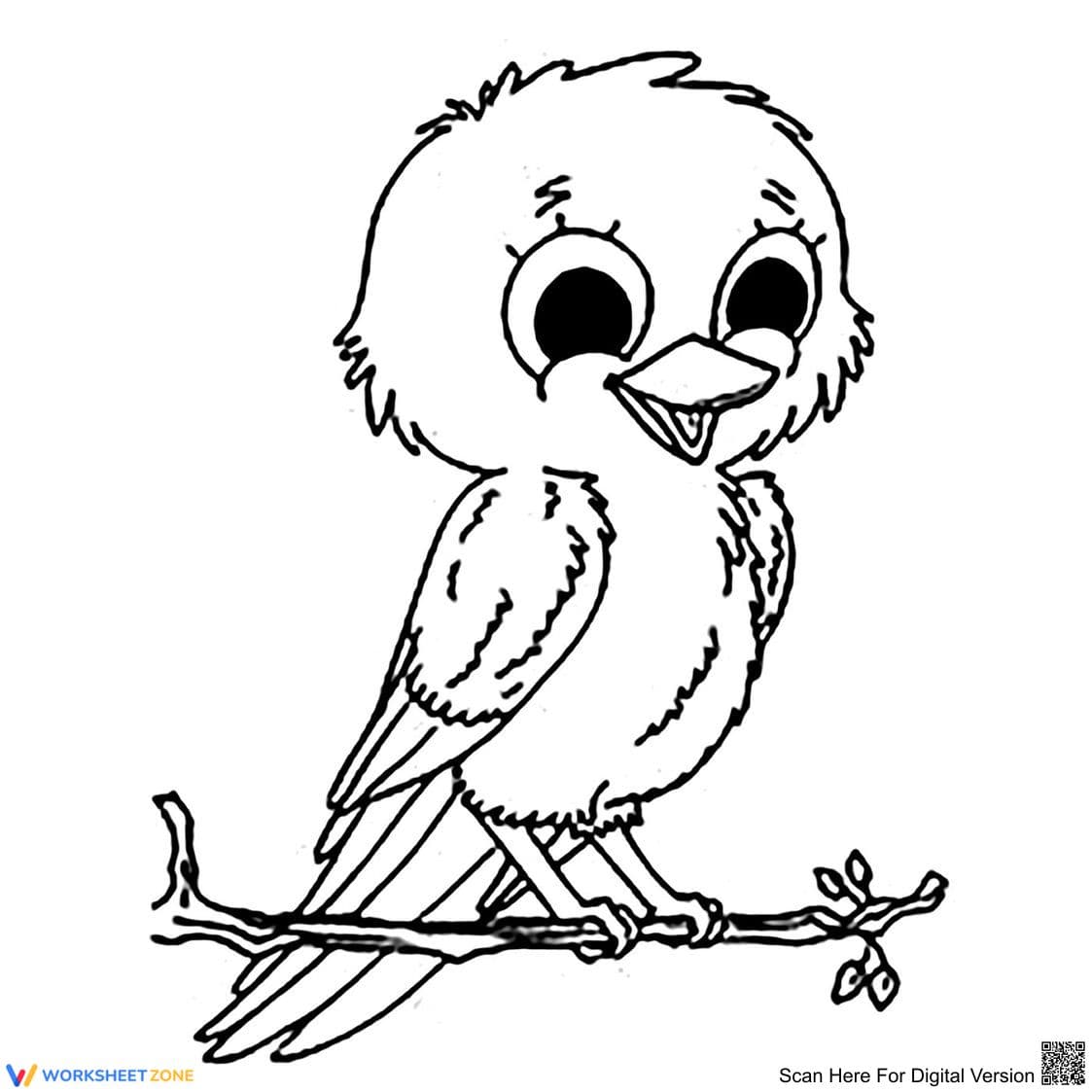 Smiley Bird Coloring Page | Essential Printable - Page 1