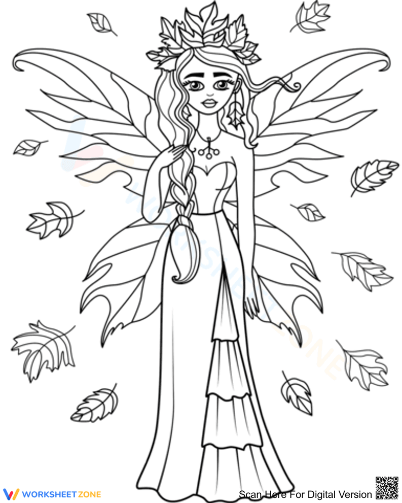 Fairy Girl Coloring Page | Essential Printable Worksheet - Page 1