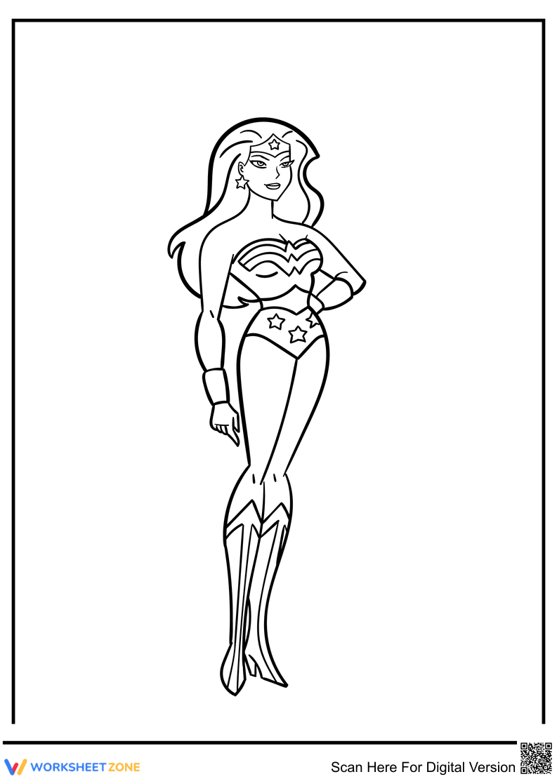 Dynamic Wonder Woman Coloring Page - Page 1