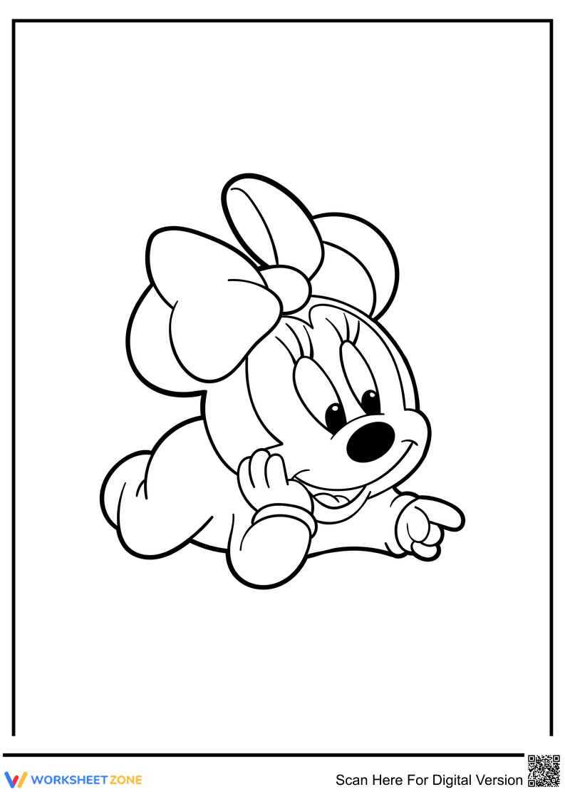 Baby Minnie Mouse Coloring Page | Essential Kindergarten - Page 1