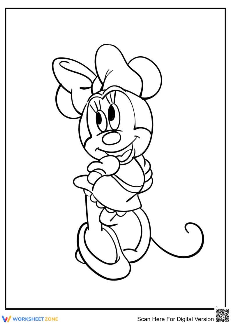 Classic Minnie Coloring Worksheet | Printable Grade K-2 - Page 1