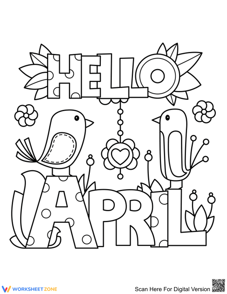 Hello April Coloring Page | Grade 5-10 Essential - Page 1
