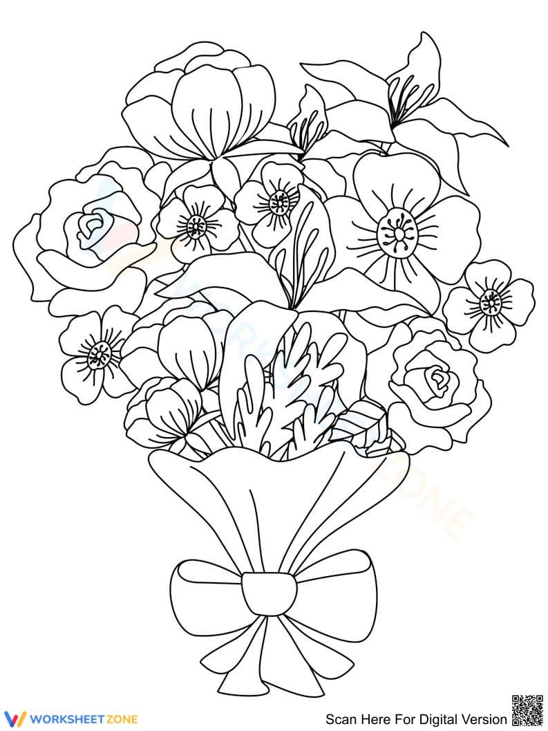 Rose Bouquet Coloring Page | Essential Fine Motor Practice - Page 1